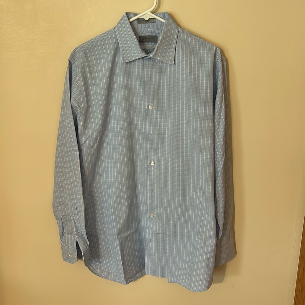 John W. Nordstrom Canclini 100% Pima Cotton Blue Patterned Dress Shirt Size 17